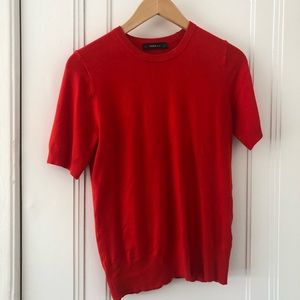 ZARA knit bright red short sleeved sweater sz med